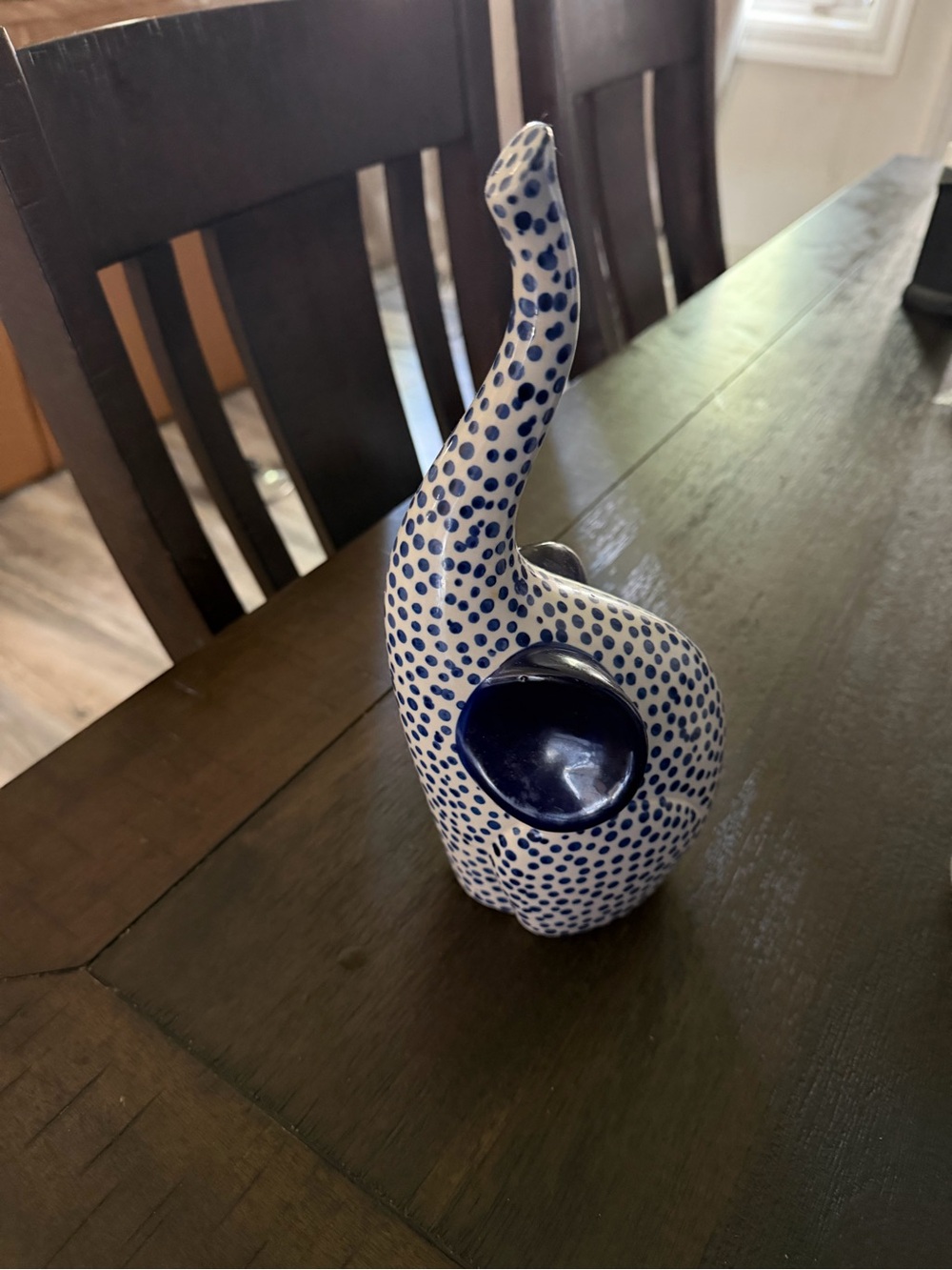Blue Dot Ceramic Elephant Sculpture - Home Art